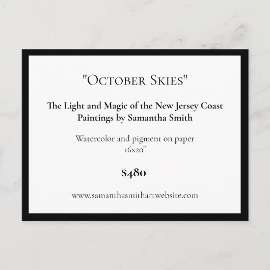 Cartes de présentation d'exposition d'art modifiab (Devant)