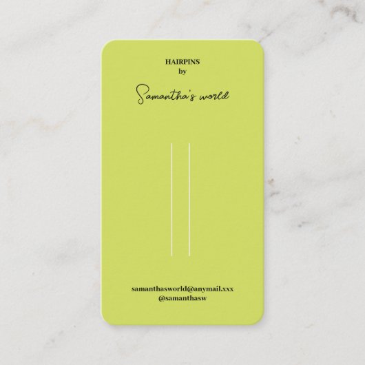 Cartes de Présentation Épingles à Cheveux Vertes (Devant)