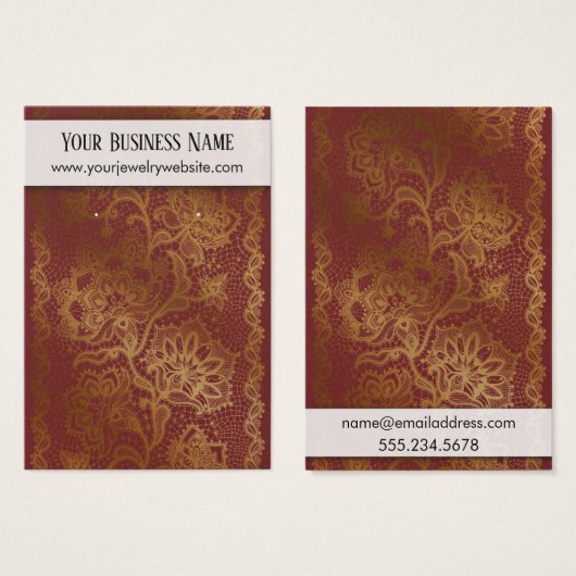Cartes de présentation pour supports de boucles d' (Devant & derrière)