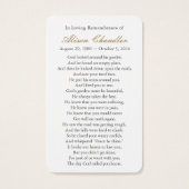 Cartes de prière | Ange du Seigneur (Dos)