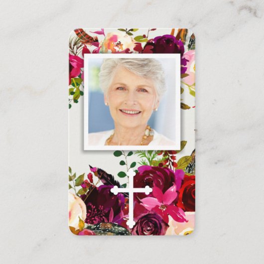 Cartes de prière | Bordo et croix florales (Devant)