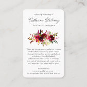 Cartes de prière | Bordo et croix florales (Dos)