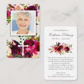 Cartes de prière | Bordo et croix florales (Devant / Derrière)