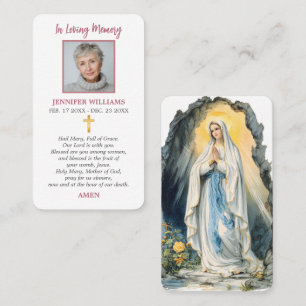 Cartes de prière catholiques Notre-Dame de Lourdes