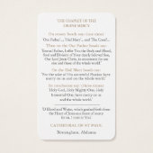 Cartes de prière | Chaplet de miséricorde divine (Dos)