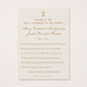 Cartes de prière de mariage avec monogramme marian (Dos)