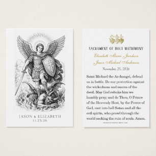 Cartes de prière de mariage catholique St. Michael