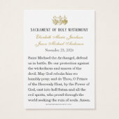 Cartes de prière de mariage catholique St. Michael (Dos)