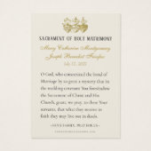 Cartes de prière de mariage catholiques de la Mère (Dos)