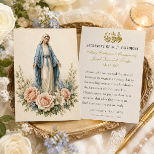 Cartes de prière de mariage catholiques de la Mère
