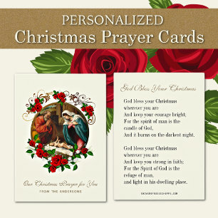 Cartes de prière de Noël Nativité Jésus Marie Jose