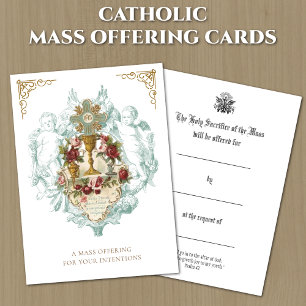 Cartes de prière d'oblation de la messe catholique