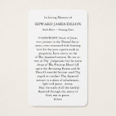 Cartes de prière | Fête de la Sainte Famille (Dos)