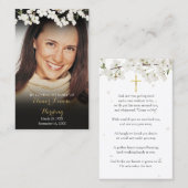 Cartes de prière funéraire florales avec photo de  (Devant / Derrière)