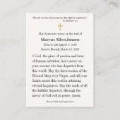 Cartes de prière funéraire mémorial de la misérico (Dos)