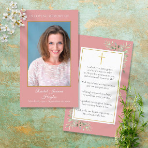 Cartes de prière funéraire mémorial photo Rose Pou