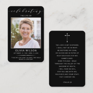 Cartes de prière funéraire mémorial photo simples