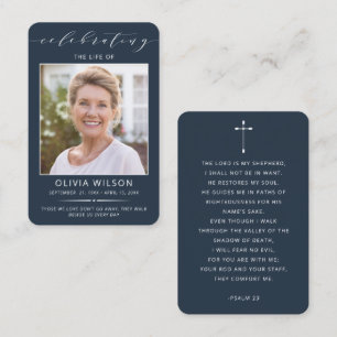 Cartes de prière funéraire mémorial photo simples