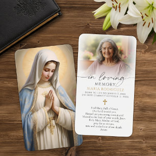 Cartes de prière funéraire Photo Vierge Marie Je v