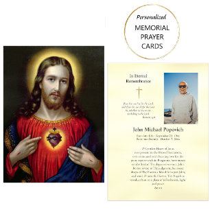 Cartes de prière funéraire pour le Sacré-Cœur de J