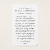 Cartes de prière | Jésus Christ prier (Dos)