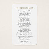 Cartes de prière | Marie et bébé Jésus (Dos)