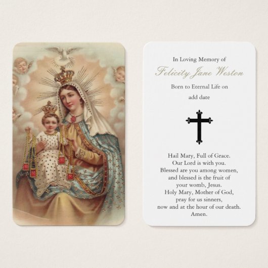 Cartes de prière | Mary ne pleure pas (Devant & derrière)