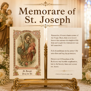 Cartes de prière Memorare de Saint-Joseph catholiq