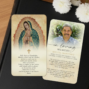 Cartes de prière mémorial catholiques de Guadalupe