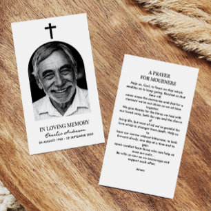 Cartes de prière mémorial chrétien avec photo d'ar