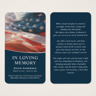 Cartes de prière mémorial du drapeau américain