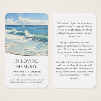Cartes de prière mémoriales de douces vagues de me