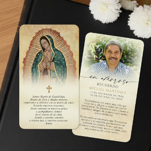 Cartes de prière mémoriales photo Guadalupe en esp