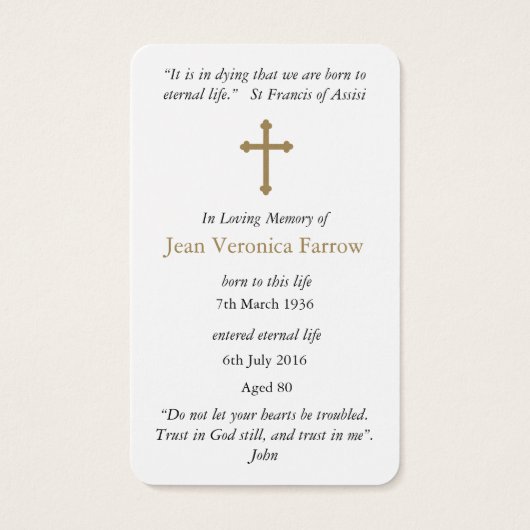 Cartes de prière | Mère Marie (Dos)