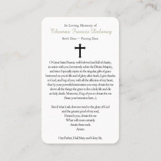 Cartes de prière | Miracles St Francis Xavier (Dos)