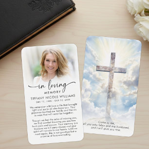Cartes de prière modernes de croix en souvenir aim