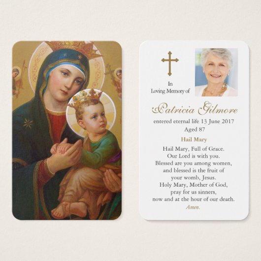 Cartes de prière | Notre Dame Perpetual Help 1 (Devant & derrière)