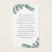 Cartes de prière photo Feuilles Eucalyptus vertes (Dos)