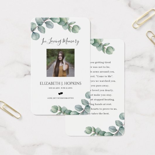 Cartes de prière photo Feuilles Eucalyptus vertes (Bureau)