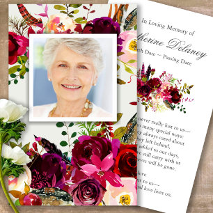 Cartes de prière   Photo Floral Bordo - Deluxe