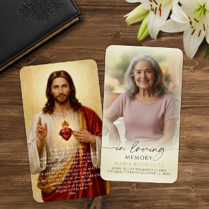 Cartes de prière photo funéraire Jésus Cœur Sacré