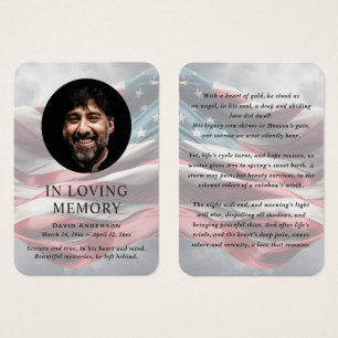 Cartes de prière photo mémorial du drapeau américa