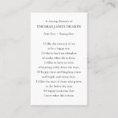 Cartes de prière pour funérailles Étoiles célestes (Dos)