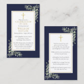 Cartes de prière pour le Mémorial chrétien des fun (Devant / Derrière)