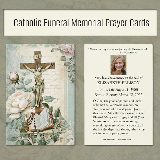 Cartes de prière pour les funérailles catholiques