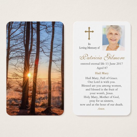 Cartes de prière | Rayons solaires (Devant & derrière)