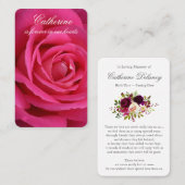 Cartes de prière | Rose rose profonde (Devant / Derrière)
