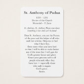 Cartes de prière | Saint Antoine de Padoue (Dos)