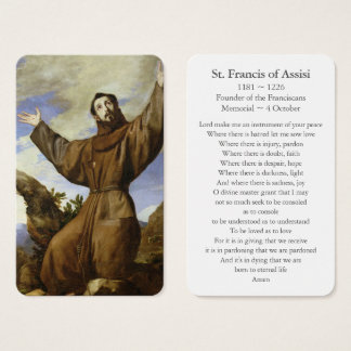 Cartes de prière | Saint François d'Assise 01