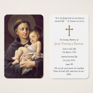 Cartes de prière | St Anthony & Baby Jesus
